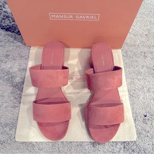 Beautiful Blush Pink Mansur Gavriel Suede Sandal. Never worn, brand new.